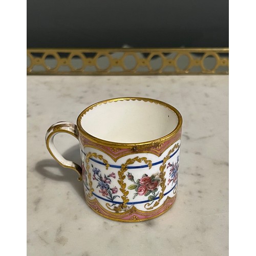 82 - A mid-18th century Sevres coffee cup (1751 - 1753). With associated Sevres mark on base above a... 