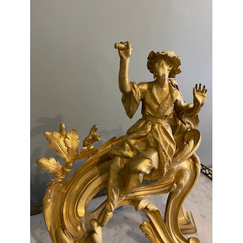 86 - A fine pair of Louis XV ormolu gilt bronze figural chenets with Chinoiserie figures.Condylis Collect... 