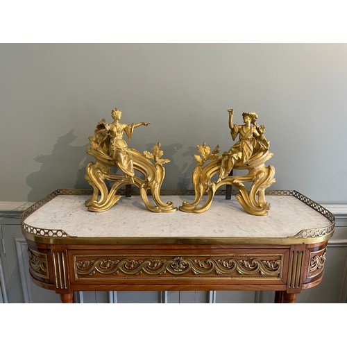 86 - A fine pair of Louis XV ormolu gilt bronze figural chenets with Chinoiserie figures.Condylis Collect... 