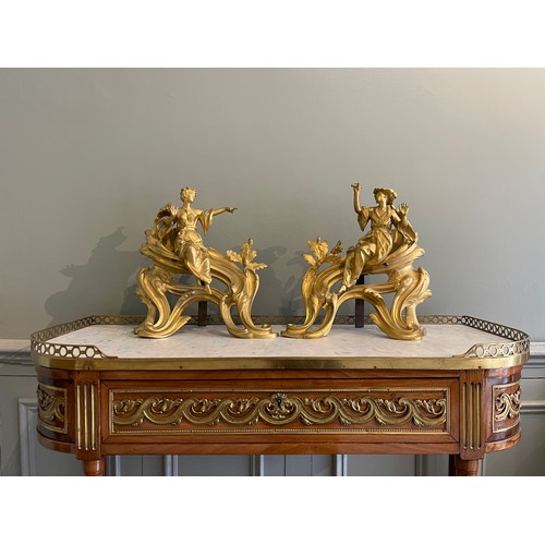 86 - A fine pair of Louis XV ormolu gilt bronze figural chenets with Chinoiserie figures.Condylis Collect... 