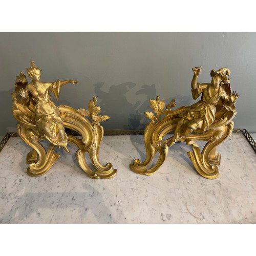 86 - A fine pair of Louis XV ormolu gilt bronze figural chenets with Chinoiserie figures.Condylis Collect... 