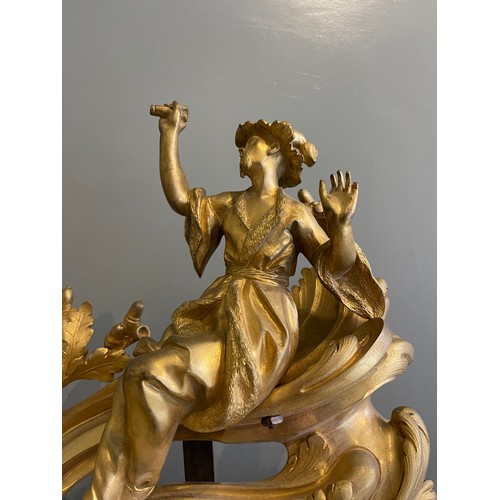 86 - A fine pair of Louis XV ormolu gilt bronze figural chenets with Chinoiserie figures.Condylis Collect... 