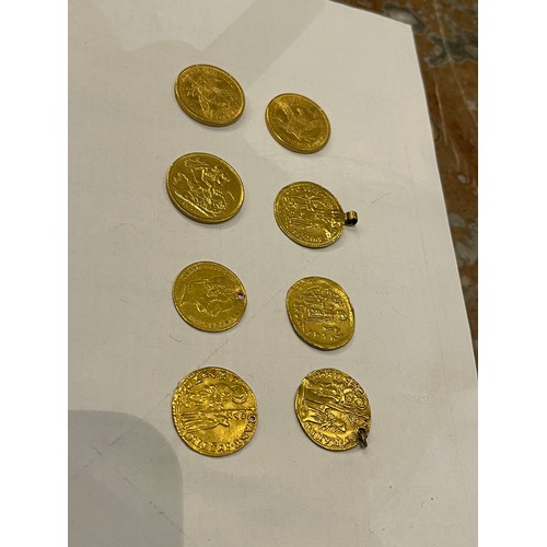 100 - A Collection of Eight Gold Coins:

Venetian gold ducat (1763-1778);
Venetian gold ducat (1789-1797);... 