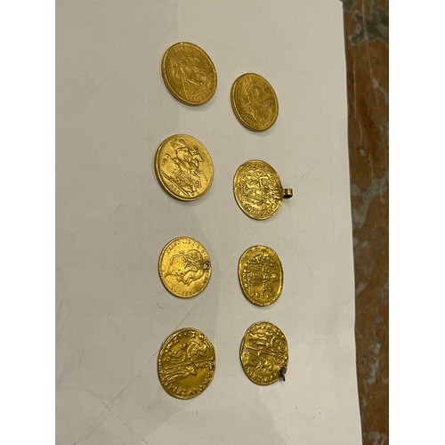 100 - A Collection of Eight Gold Coins:

Venetian gold ducat (1763-1778);
Venetian gold ducat (1789-1797);... 