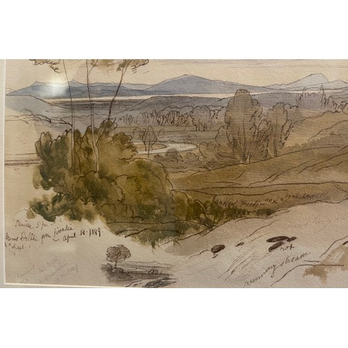 127A - An Edward Lear watercolour of Mount Delphi. Numbered and dated with multiple inscriptions. Condylis ... 