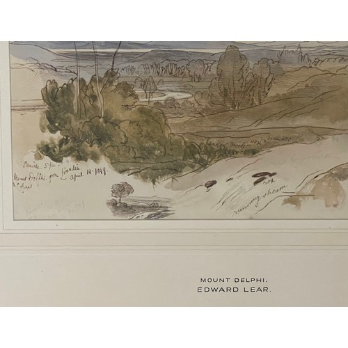 127A - An Edward Lear watercolour of Mount Delphi. Numbered and dated with multiple inscriptions. Condylis ... 