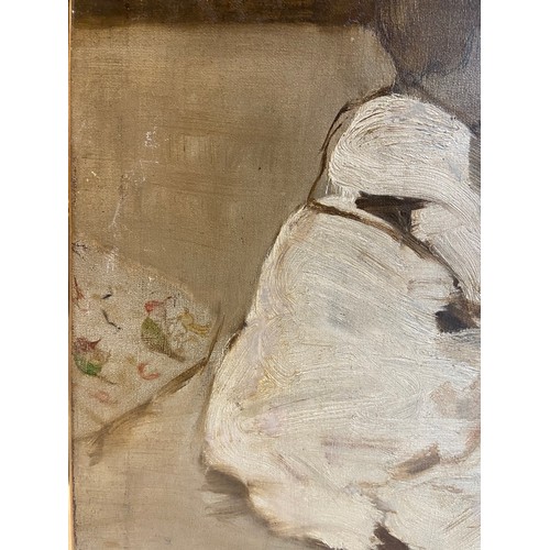 128 - Portrait of a Child with a Toy. English school circa 1900. Oil on canvas. Unframed.Dimensions:16 in ... 