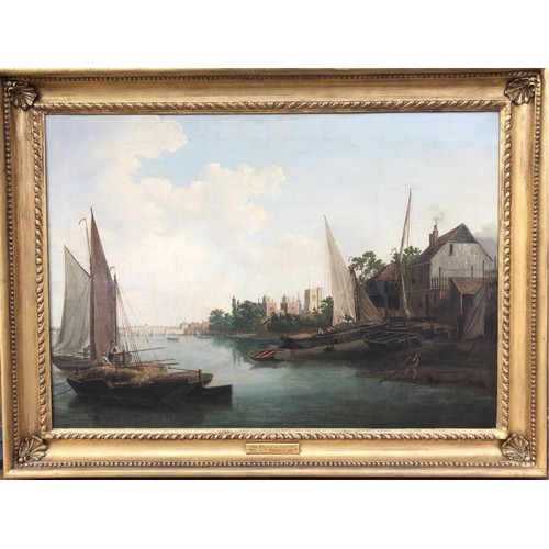 134 - Property of a Gentleman.The Thames at Lambeth Palace. J. T. Serres (signed lower right). Oil on canv... 