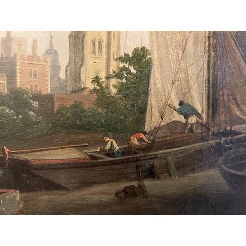 134 - Property of a Gentleman.The Thames at Lambeth Palace. J. T. Serres (signed lower right). Oil on canv... 