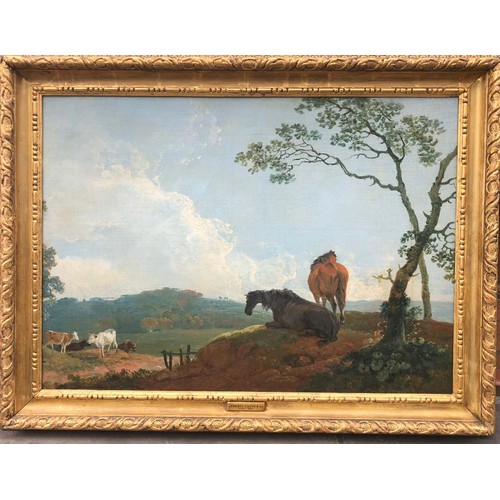 141 - Property of a Gentleman.Landscape with Horses and Cattle. Sawrey Gilpin (1733-1807). Oil on canvas. ... 