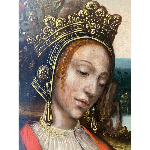 143 - Saint Catherine Holding a Sword. Flemish, c. 1530. Oil on panel. Likely the wing of a triptych.Prove... 