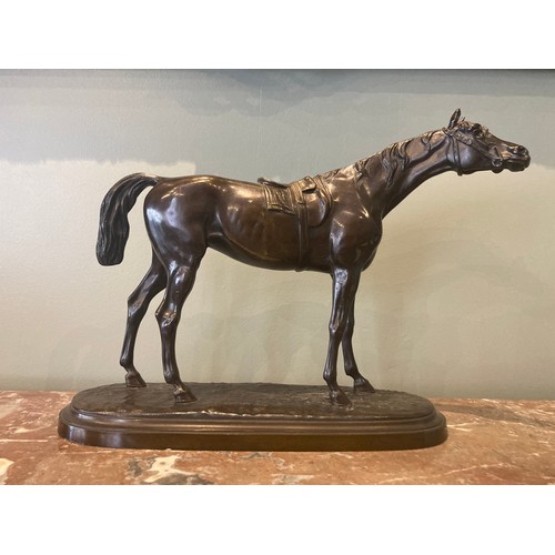 94 - A Bronze Horse. Mid 19th century. Isidore Jules Bonheur, 1827 - 1901. Signed on base 