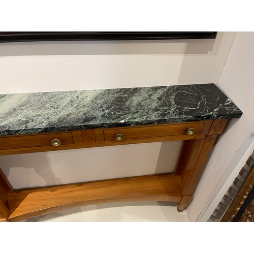 4 - A narrow 20th century console table. With two drawers and marble top. Dimensions: 38 ... 