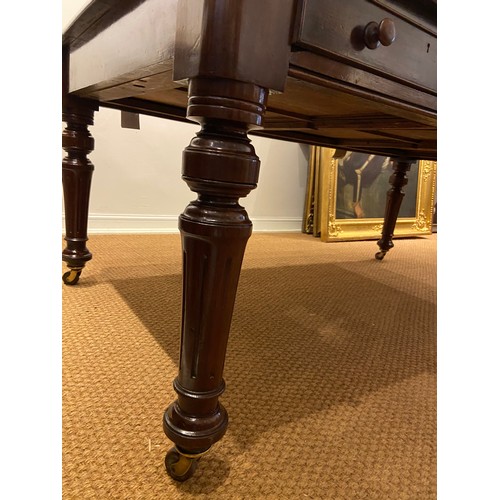 5 - Property of a LadyA Victorian partner’s library centre table in mahogany, with 3 drawers to ei... 