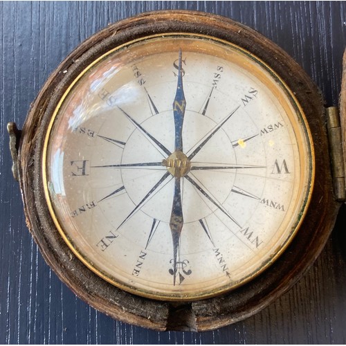 101 - From the Collection of Admiral Grindall and by descent.A late 18th Century compass with hand-painted... 