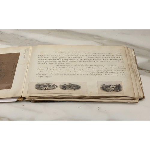 138 - An early 19th Century scrapbook. Including items of Anglo-Indian interest. An assemblage of watercol... 