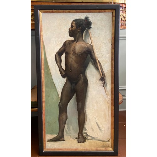 155 - [Δ]Portrait of A Melanesian (?), standing proudly full length. (Circle of John Singer Sargent)... 