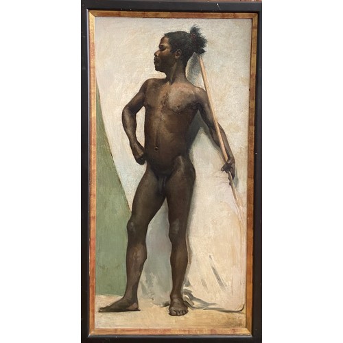 155 - [Δ]Portrait of A Melanesian (?), standing proudly full length. (Circle of John Singer Sargent)... 