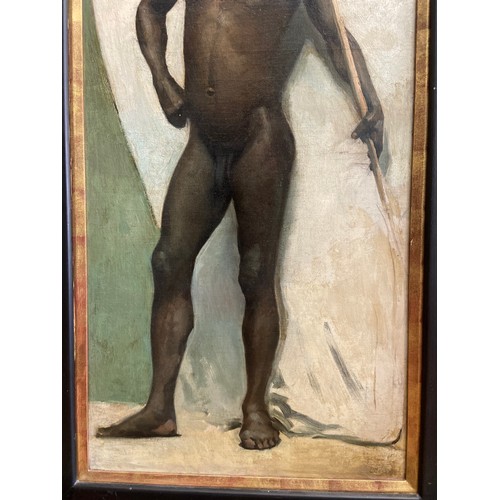 155 - [Δ]Portrait of A Melanesian (?), standing proudly full length. (Circle of John Singer Sargent)... 