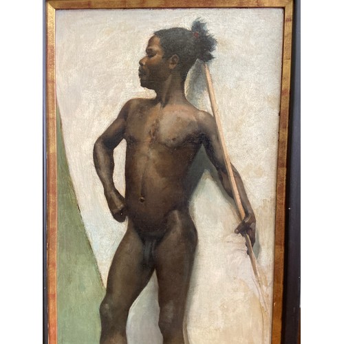 155 - [Δ]Portrait of A Melanesian (?), standing proudly full length. (Circle of John Singer Sargent)... 