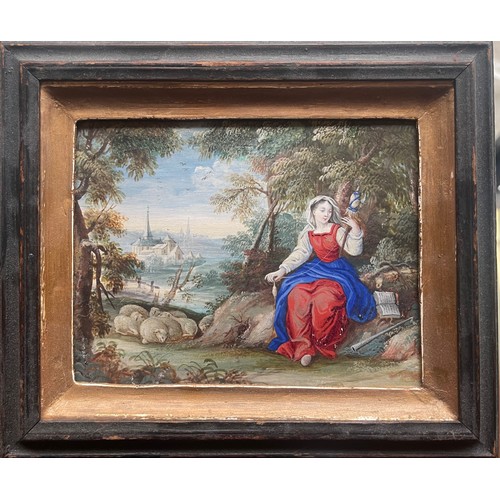 178 - Property of a Gentleman.A Flemish (?) painting. 17th / early 18th century. A Lady spinning in a... 