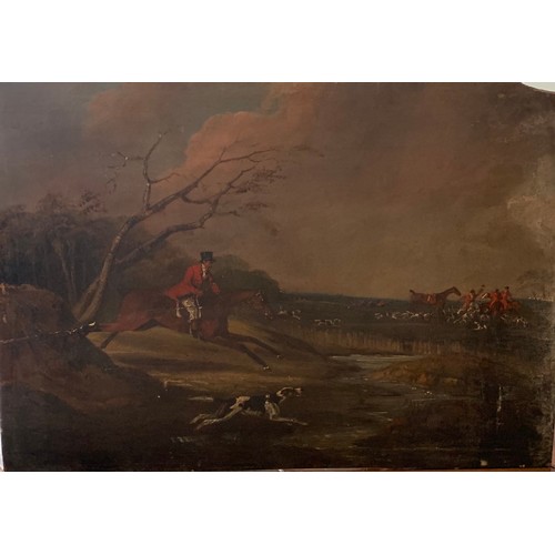 184 - [Δ]A Hunting Scene (Henry Alken Senior (1785- 1851)). Oil on panel. Signed indistinctly l... 