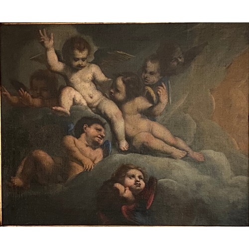 225 - Circle of Guercino (1591-1666).‘Angels in Glory.’ Oil on canvas. Dimensions: F... 