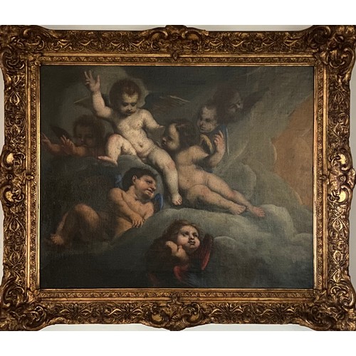 225 - Circle of Guercino (1591-1666).‘Angels in Glory.’ Oil on canvas. Dimensions: F... 