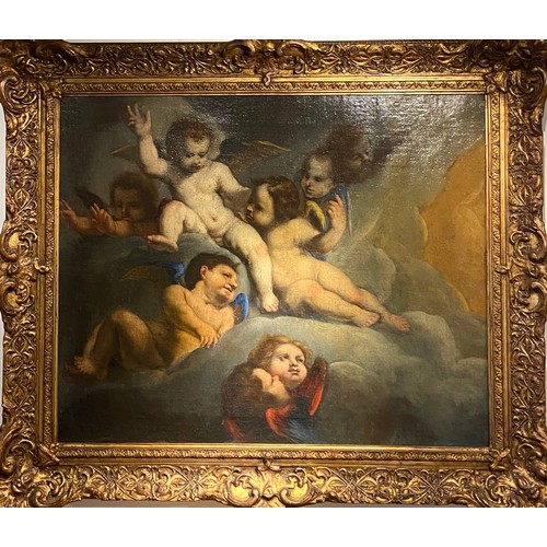 225 - Circle of Guercino (1591-1666).‘Angels in Glory.’ Oil on canvas. Dimensions: F... 