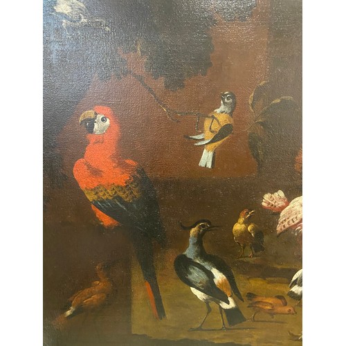 235 - [Δ]Menagerie of exotic birds in a parkland setting. Adriaan van Royen, 1704 - 1779. Oil on can... 