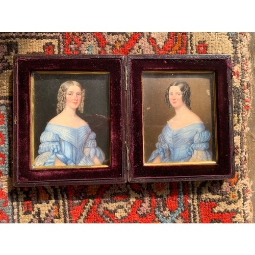 100 - [γ]Property of a GentlemanTwo Pairs of Turnbull Family Portrait Miniatures. [a] In one case. O... 