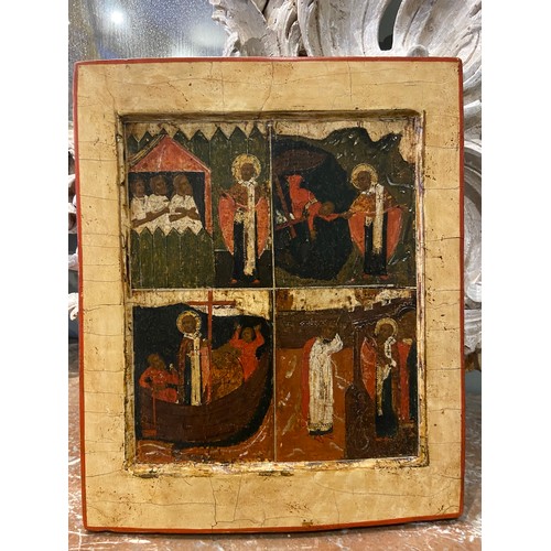 166 - Scenes from the Life of Saint Nicholas. Tempera and gold on panel (vrezka). Russian, c. 1480. P... 