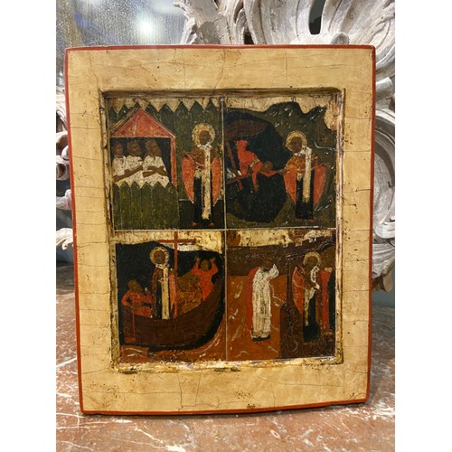 166 - Scenes from the Life of Saint Nicholas. Tempera and gold on panel (vrezka). Russian, c. 1480. P... 