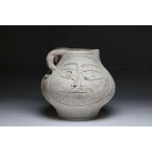 131 - Picasso, Pablo (1881 - 1973)A very large, double-handled vessel in white clay with a portrait on eit... 