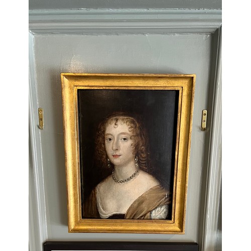 76 - [To be sold without reserve]Circle of Van DyckA Portrait of Henrietta Maria (?)17th CenturyOil on pa... 