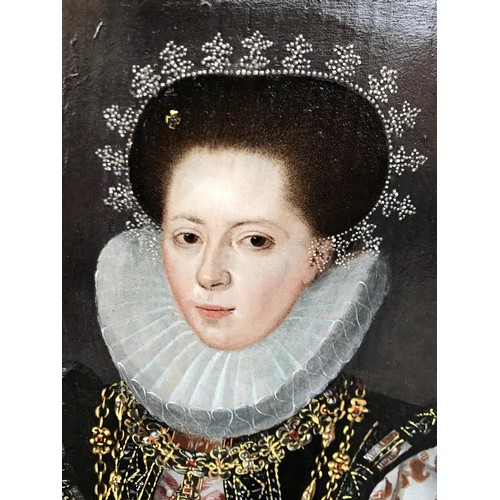 82 - A Marriage Portrait of an Elizabethan LadyFrench, 16th Century (c. 1580)Oil on panelProperty of a Ge... 