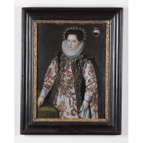 82 - A Marriage Portrait of an Elizabethan LadyFrench, 16th Century (c. 1580)Oil on panelProperty of a Ge... 