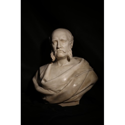 34 - To be sold without a reserve.19th Century.Portrait bust of notable man of letters. Marble.'L. Cha_al... 