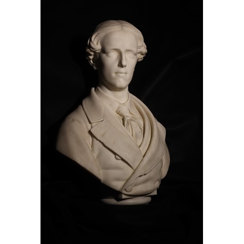 30 - To be sold without a reserve.19th Century.Portrait bust of notable man of letters. Marble.Property o... 