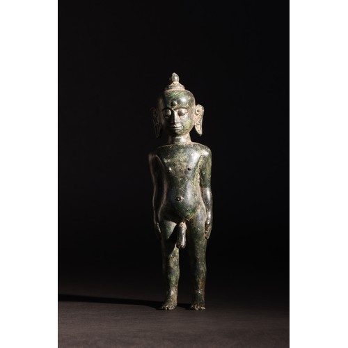 51 - South Asian.17th/18th Century.Standing Buddhist.Bronze, with possible later anatomical addition.Prop... 