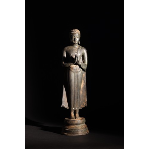 59 - South Asian.17th Century (?).Standing Buddha With Hands in Prayer.Bronze.Property of a Distinguished... 