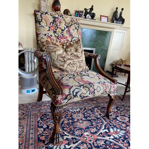 83 - Carved Mahogany Armchair.19th Century.Dimensions:44 in. (H) x 29 in. (W) x 31 in. (Depth)... 