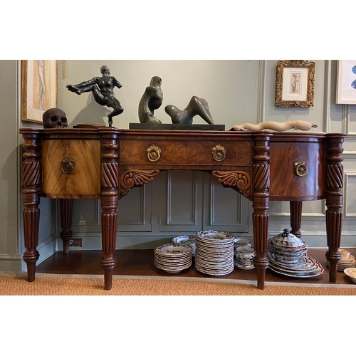 88 - Mahogany sideboard William IV with six legs and three drawers.Dimensions:37 in. (H) x 80 in. (W) x 2... 