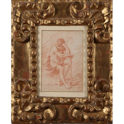 89 - Italian School (Roman).17th Century.A seated man, Hephaestus (?).Red chalk on paper.Property of a Ge... 