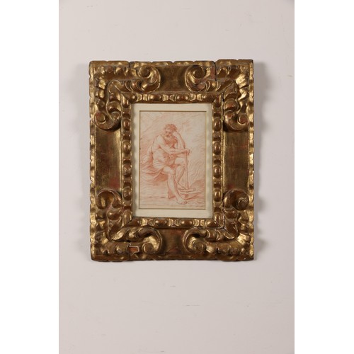 89 - Italian School (Roman).17th Century.A seated man, Hephaestus (?).Red chalk on paper.Property of a Ge... 