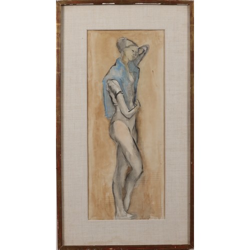 94 - Circle of Jean Cocteau (1889-1963).Ballerina/Bather (?) in Blue.Watercolour on paper.Property of a G... 