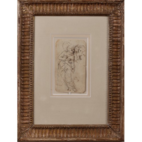 96 - Italian School, Bolognese (?).17th century.Two Figures.Pen and brown ink over black chalk.Property o... 