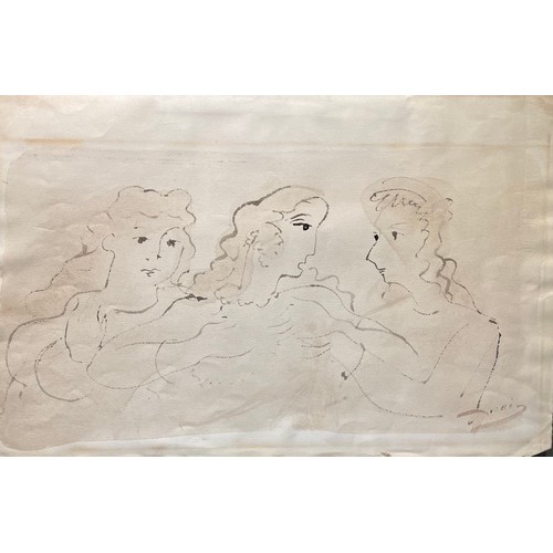 111 - André Derain (1880-1954)Three Amorous Ladies, The Three Graces (?)Pen and Ink (Brush)Signed lower ri... 