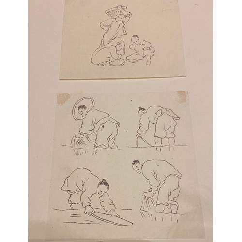 119 - Circle of George Chinnery (1774-1852)Twelve drawings of Chinese subjectsPen and ink on rice / tracin... 