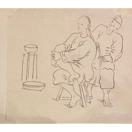 119 - Circle of George Chinnery (1774-1852)Twelve drawings of Chinese subjectsPen and ink on rice / tracin... 